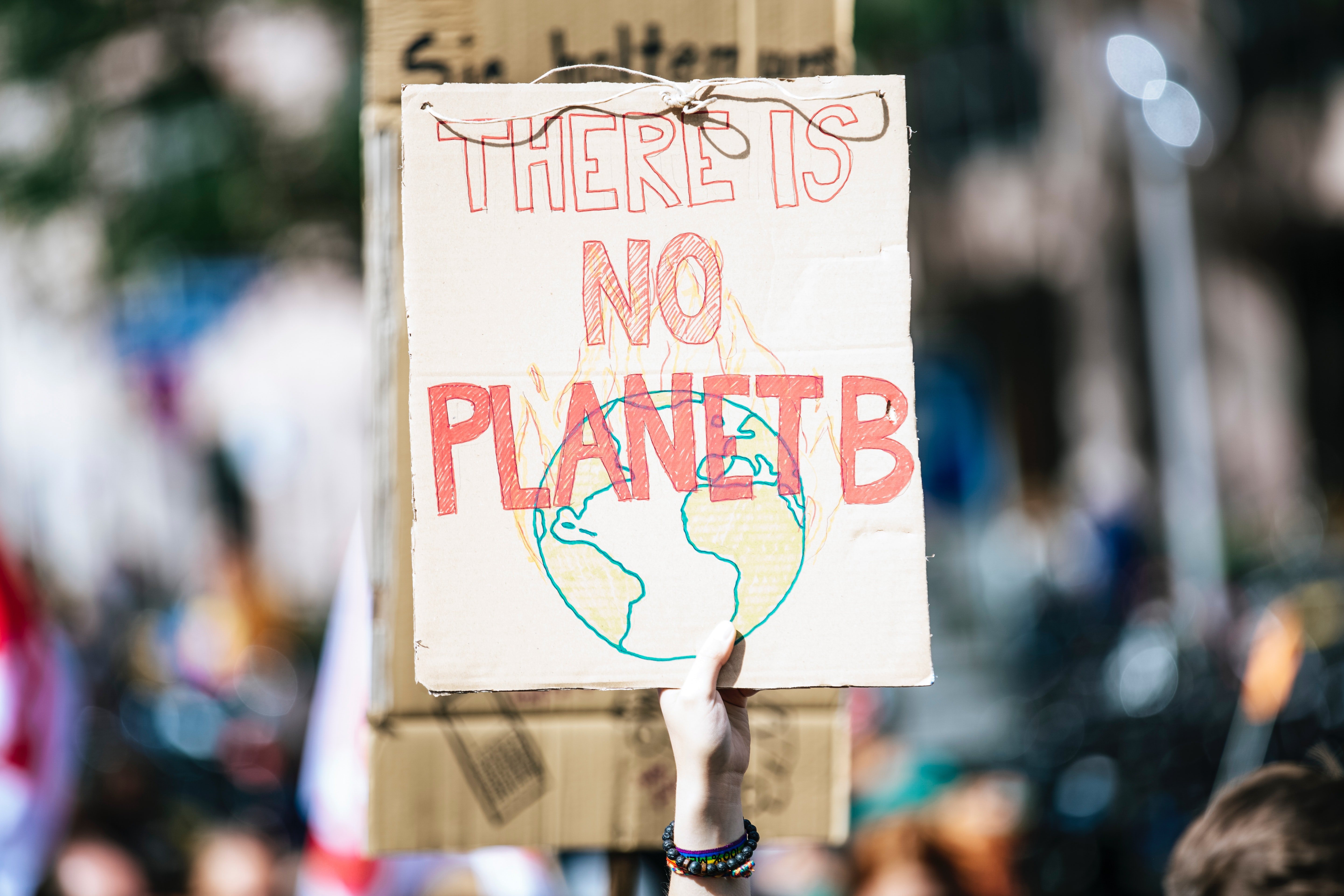 Protest sign stating that there's no planet B